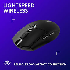 Logitech G305 Lightspeed Wireless Gaming Mouse, Hero Sensor, 12,000 DPI, Lightweight, 6 Programmable Buttons, 250h Battery, On-Board Memory, Compatible with PC, Mac - Black