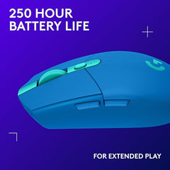 Logitech G305 Lightspeed Wireless Gaming Mouse, Hero Sensor, 12,000 DPI, Lightweight, 6 Programmable Buttons, 250h Battery, On-Board Memory, Compatible with PC, Mac - Blue