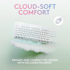 Logitech G715 Wireless Mechanical Gaming Keyboard with LIGHTSYNC RGB, Lightspeed, Tactile Switches (GX Brown), and Keyboard Palm Rest, PC/Mac Compatible - White Mist