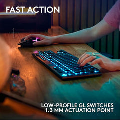 Logitech G915 X Lightspeed TKL Low-Profile Wireless Gaming Keyboard, Double-Shot PBT Keycaps, Fully Programmable Keys, RGB Backlighting, Sleek Aluminum Finishing, GL Brown Tactile - PC/Mac - Black