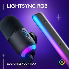 Logitech G Litra Beam LX Premium Dual-Sided RGB LED Streaming Key Light + Yeti GX Dynamic RGB Gaming Microphone with LIGHTSYNC, USB