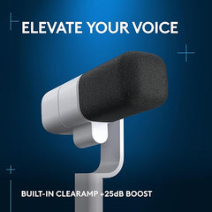 Logitech G Yeti Studio Active Dynamic XLR Broadcast Microphone for Gaming, ClearAmp Active Preamp, Dual-Diaphragm Capsule, Internal Shockmount - Off White