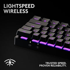 Logitech G PRO X 60 Lightspeed Wireless Gaming Keyboard, Ultra Compact TKL 60% Mechanical Keyboard for Windows PC, LIGHTSYNC RGB, Dual-Shot PBT Keycaps, GX Optical Tactile Switches - Black