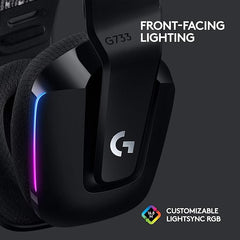 Logitech G733 Lightspeed Wireless Gaming Headset, Suspension Headband, Lightsync RGB, Blue VO!CE Mic, PRO-G Audio – Black, Gaming Headset Wireless, PC, PS5, PS4, Switch Compatible