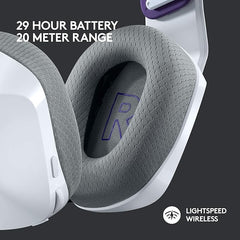 Logitech G733 Lightspeed Wireless Gaming Headset with Suspension Headband, LIGHTSYNC RGB, Blue VO!CE mic Technology and PRO-G Audio Drivers - White
