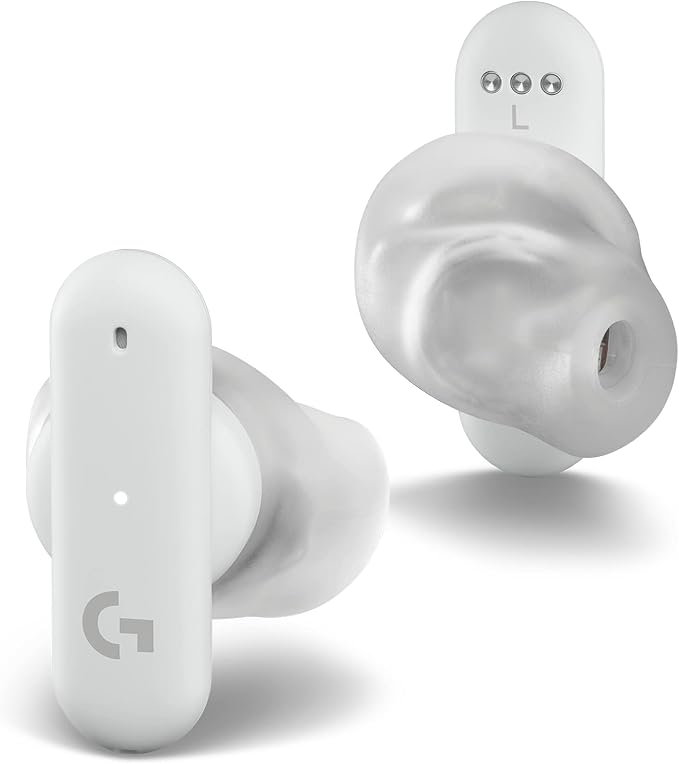 Logitech G FITS True Wireless Gaming Earbuds, Custom Molded Fit, Lightspeed + Bluetooth, Four Beamforming Microphones, PC, Mac, PS5, PS4, Mobile, Nintendo Switch - White