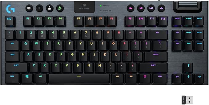 Logitech G915 TKL Tenkeyless Lightspeed Wireless RGB Mechanical Gaming Keyboard, Low Profile Switch Options, Lightsync RGB, Advanced Wireless and Bluetooth Support - Linear