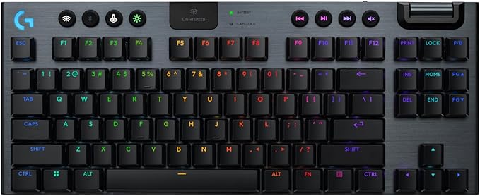 Logitech G915 X Lightspeed TKL Low-Profile Wireless Gaming Keyboard, Double-Shot PBT Keycaps, Fully Programmable Keys, RGB Backlighting, Sleek Aluminum Finishing, GL Red Linear - PC/Mac - Black
