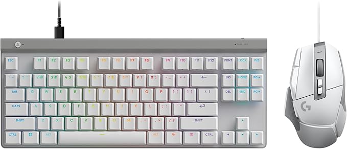 Logitech G502 X Wired Gaming Mouse + G515 TKL Wireless Gaming Keyboard (Tactile) Bundle: White