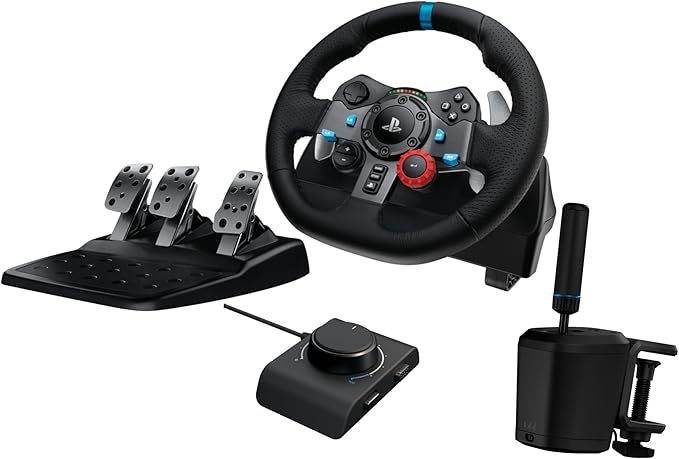 Logitech G29 Driving Force Racing Wheel + RS Shifter & Handbrake + Racing Adapter Bundle - PS5/PS4/PC