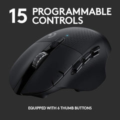 Logitech G604 Lightspeed Wireless Gaming Mouse with 15 programmable Controls, up to 240 Hour Battery Life, Dual Wireless connectivity Modes, Hyper-Fast Scroll Wheel - Black