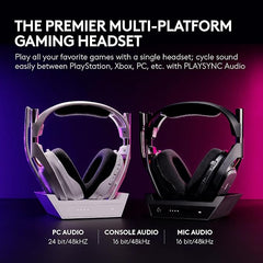 Logitech G Astro A50 Multi-Platform Wireless Gaming Headset + Base Station for PS5/Xbox/PC: PLAYSYNC Audio Switcher, <16bit/48kHz (Console), <24bit/48kHz (PC), 24hr Battery, 2.4GHz & BT - White
