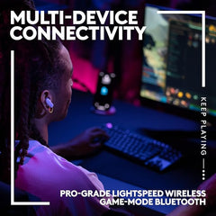 Logitech G FITS True Wireless Gaming Earbuds, Custom Molded Fit, Lightspeed + Bluetooth, Four Beamforming Microphones, PC, Mac, PS5, PS4, Mobile, Nintendo Switch - White