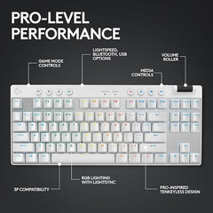 Logitech G Pro X TKL Lightspeed Wireless Gaming Keyboard, Tactile + G Pro X 2 Lightspeed Wireless Gaming Headset Bundle - White