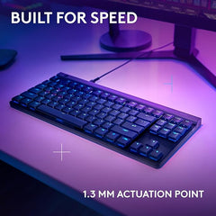 Logitech G515 TKL Wired Low Profile Gaming Keyboard, Fully Customizable RGB, Double-Shot PBT Keycaps, Tactile/Brown Switches - Black