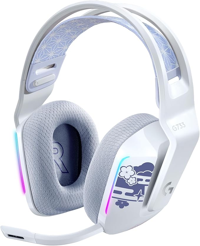 Logitech G733 Lightspeed RGB Wireless Gaming Headset with Suspension Headband, Kamisato Ayaka Special Edition, LIGHTSYNC RGB, Blue Voce mic Technology and PRO-G Audio Drivers
