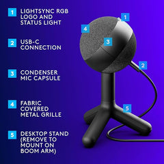 Logitech G305 Lightspeed Wireless Gaming Mouse, Blue + Yeti Orb RGB Gaming Microphone with LIGHTSYNC, USB Mic for Streaming