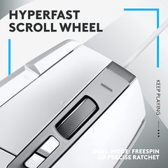 Logitech G502 X Wired Gaming Mouse - LIGHTFORCE Hybrid Optical-Mechanical Primary switches, Hero 25K Gaming Sensor, Compatible with PC - macOS/Windows - White