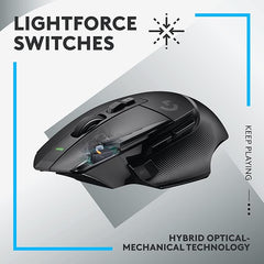 Logitech G502 X Lightspeed Wireless Gaming Mouse - LIGHTFORCE Hybrid Optical-Mechanical switches, Hero 25K Gaming Sensor, Compatible with PC - macOS/Windows - Black