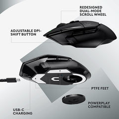 Logitech G502 X Lightspeed Wireless Gaming Mouse + G733 Lightspeed Wireless Gaming Headset - Black