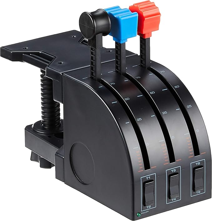 Logitech G Saitek PRO Flight Throttle Quadrant, Professional Simulation Axis Levers, LCD Display, 3x Two-Way Rocker Switches, Adjustable Bracket, USB, PC - Black