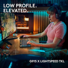 Logitech G915 X Lightspeed TKL Low-Profile Wireless Gaming Keyboard, Double-Shot PBT Keycaps, Fully Programmable Keys, RGB Backlighting, Sleek Aluminum Finishing, GL Red Linear - PC/Mac - Black